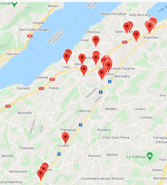 Carte sortie du site internet avec noms communes